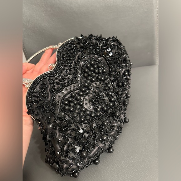 VINTAGE Elegant Black Beaded Handbag - Picture 6 of 10